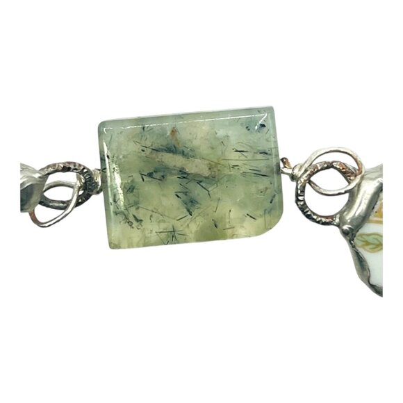 Artisan Antique Lynns USA Broken  China Roses Triple Necklace W/ Prehnite Stones - Picture 10 of 16